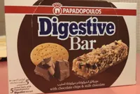 Papadopoulos digestive bar with chocolate chips and milk chocolate
