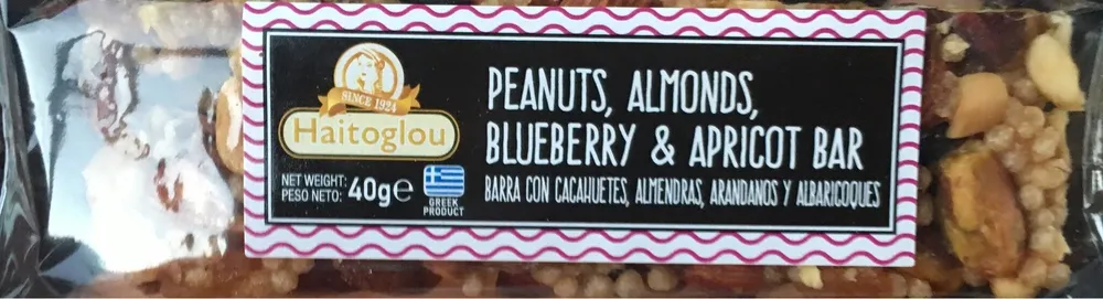 Peanuts,Almonds,blueberry & apricot bar