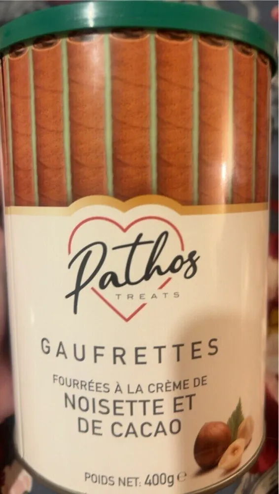 Gaufrettes fourrées à la crème de noisette et de cacao
