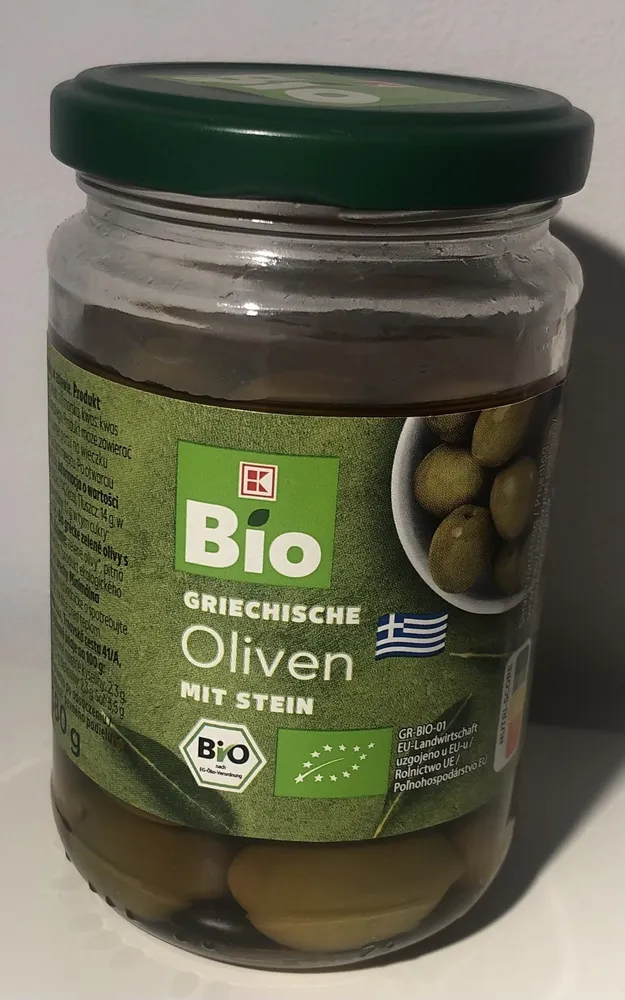 Greek green olives with seed