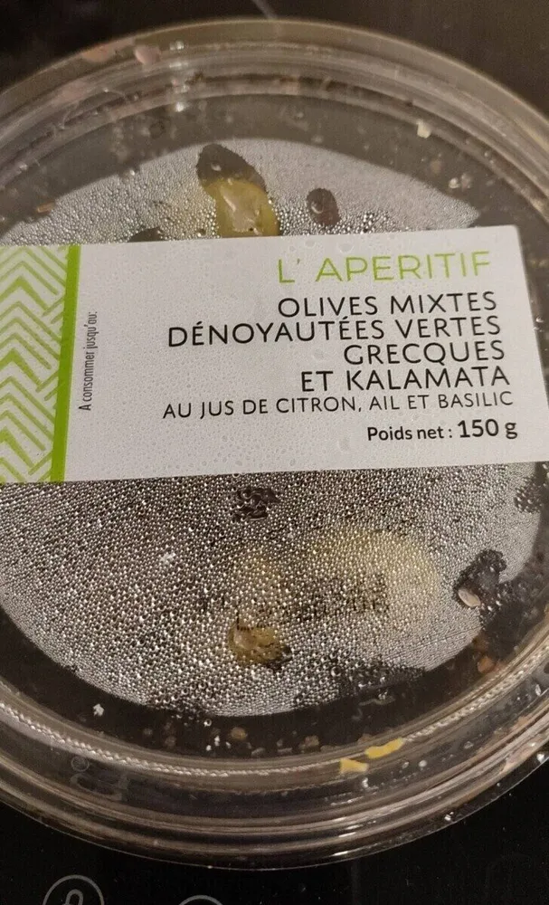 Olives mixtes dénoyautées vertes grecques et Kalamata