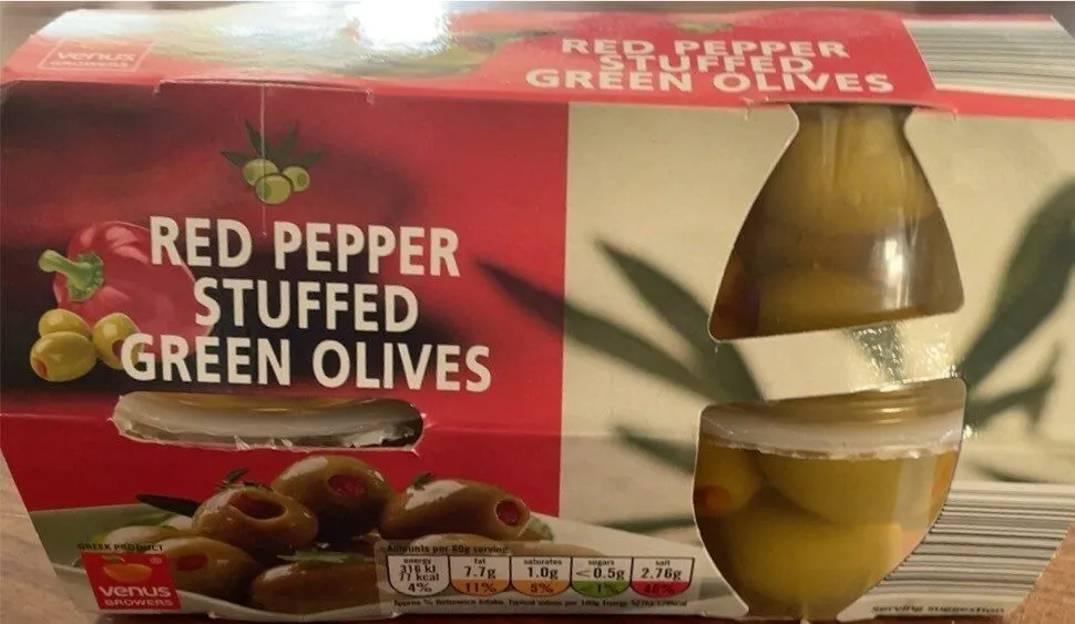 Red Pepper Stuffed Green Olives