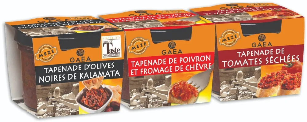 Triplette de 3 Pâtes à Tartiner : Poivrons & fromage de chèvre / Kalamata / Tomates séchées