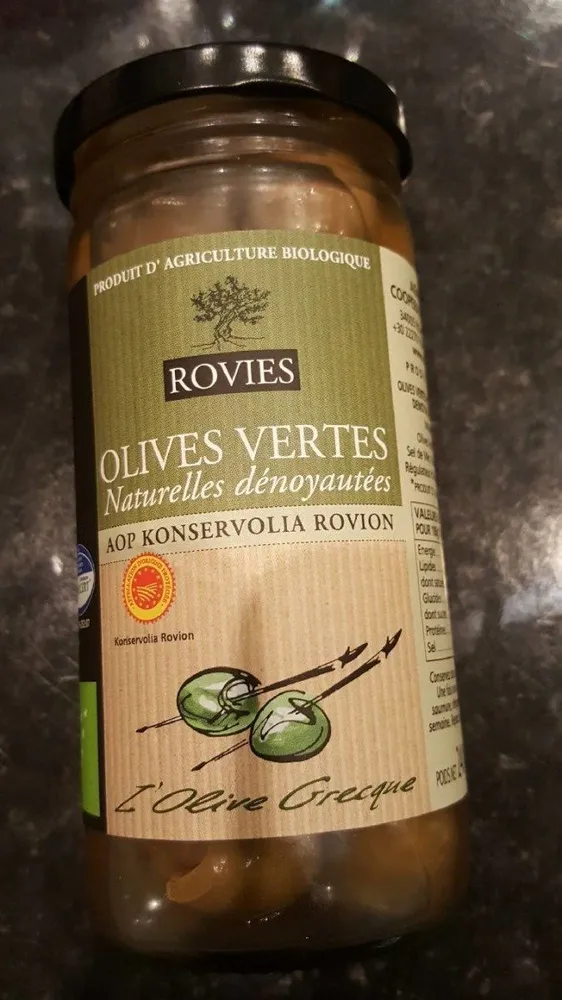 Olives vertes naturelles denoyautées
