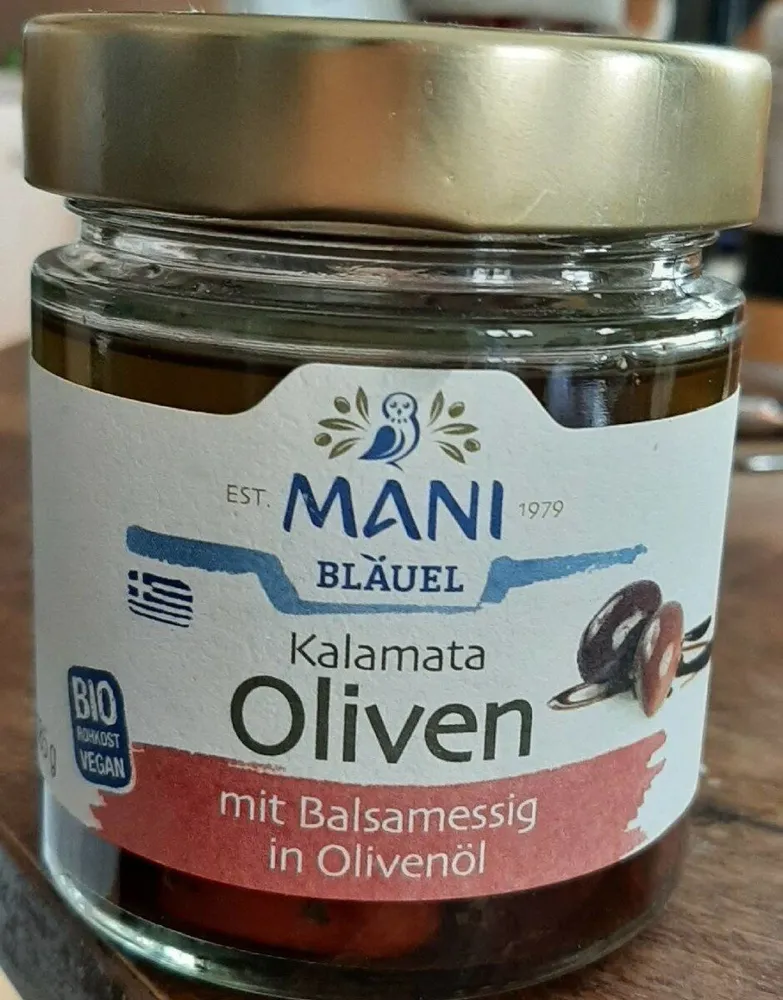 Kalamata Oliven mit Balsamessig in Olivenöl