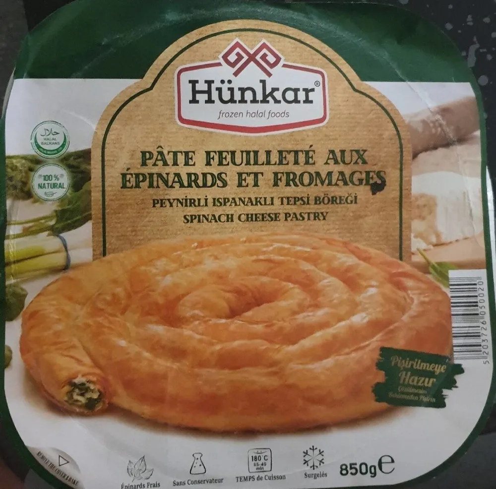 Pâte feuilletée aux épinards et fromages