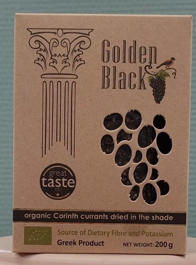 Organic Corinth currants dried in the shade