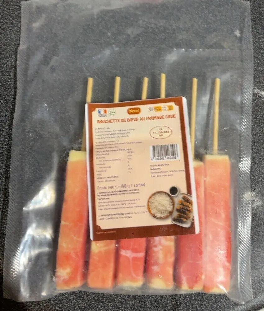 Brochette de bœuf au fromage crue