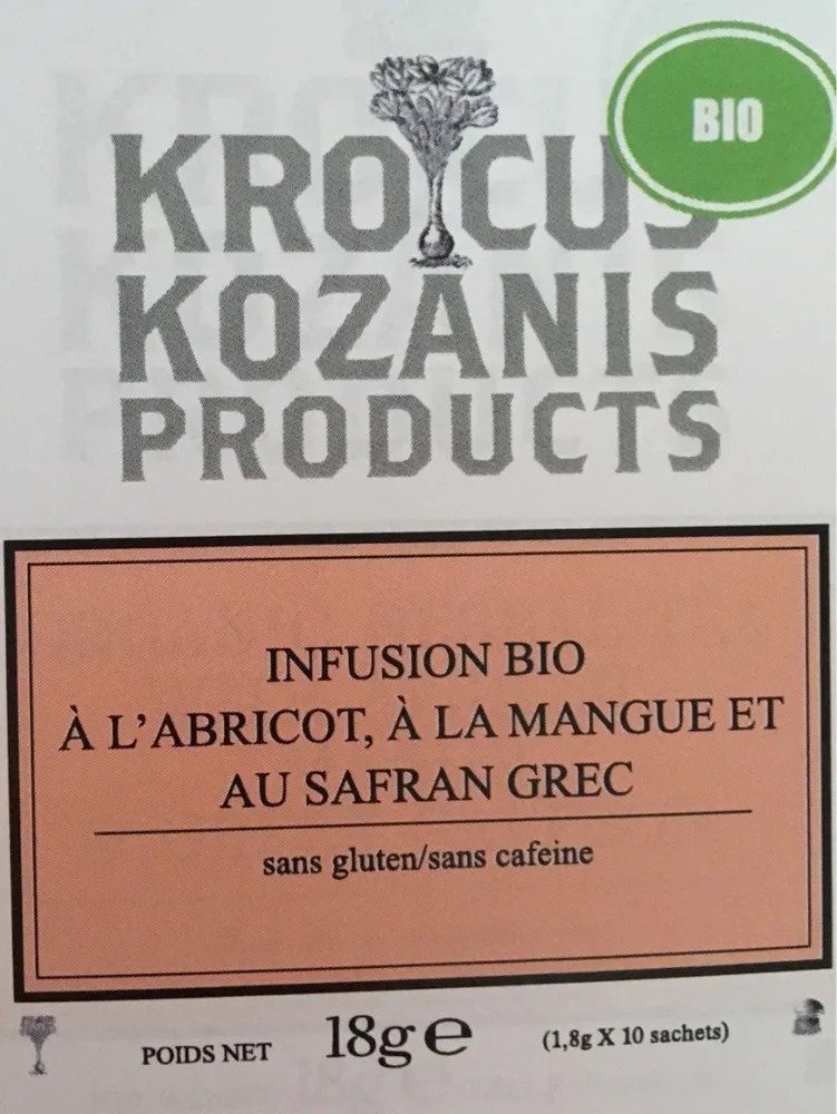 Infusion bio à l'abricot mangue et safran grec