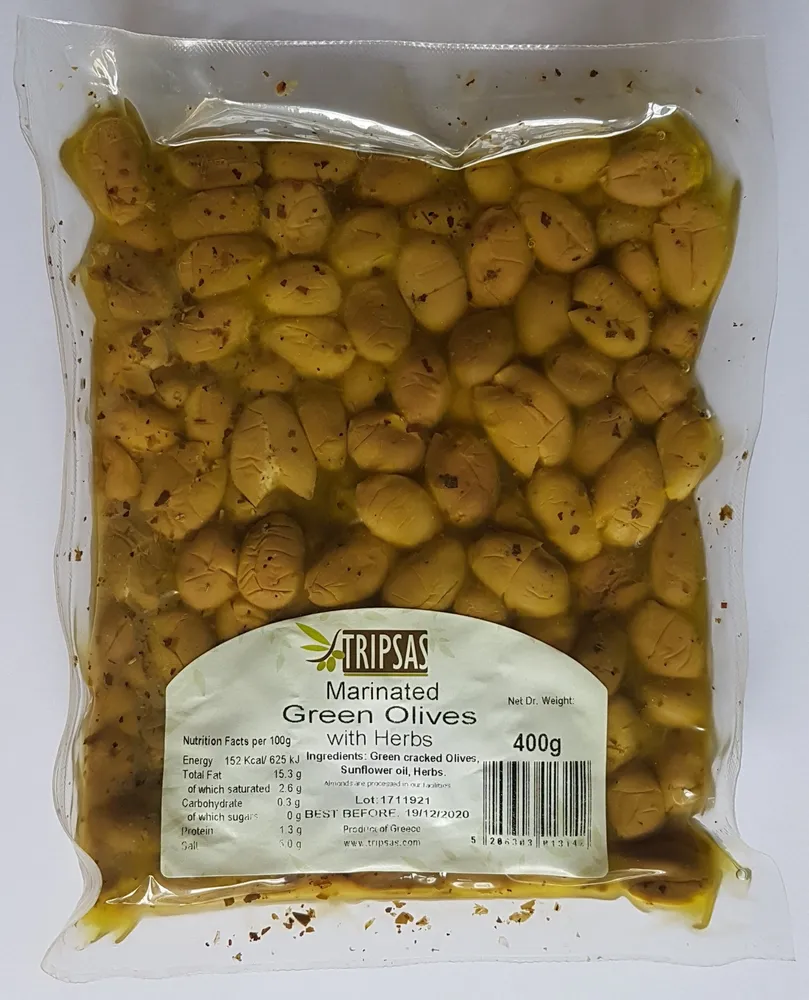 Olives vertes marinées aux herbes
