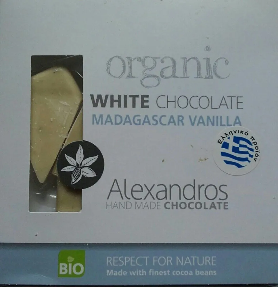 Organic white chocolate Madagascar vanilla