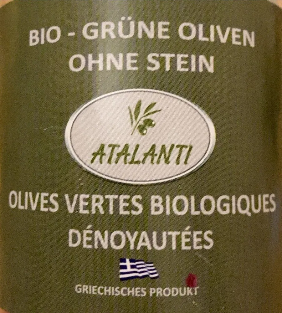 Olives vertes biologique dénoyautées