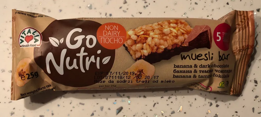Go nutri muesli bar banana & dark chocolate