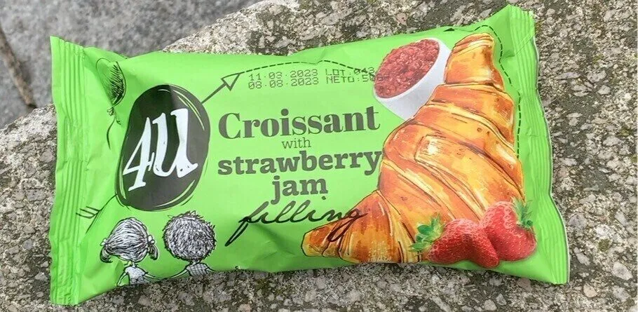 Croissent with strawberry jam filling