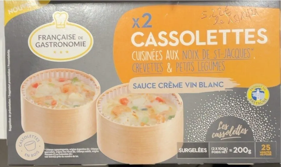 Cassolettes aux noix de St Jacques, crevettes & petits légumes