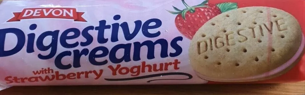 Digestive creams with stawbeery yoghurt