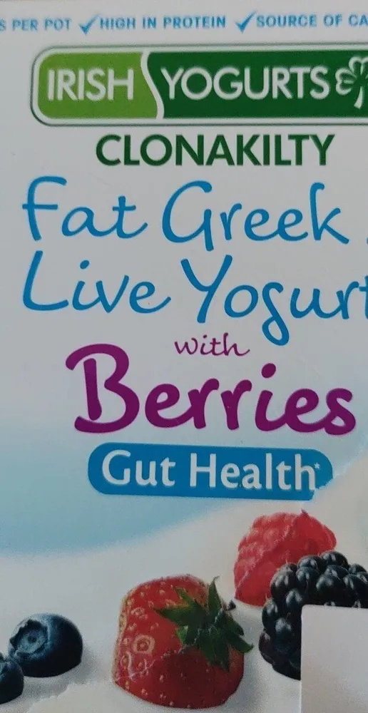 Zero fat Greek style live yogurts with berries