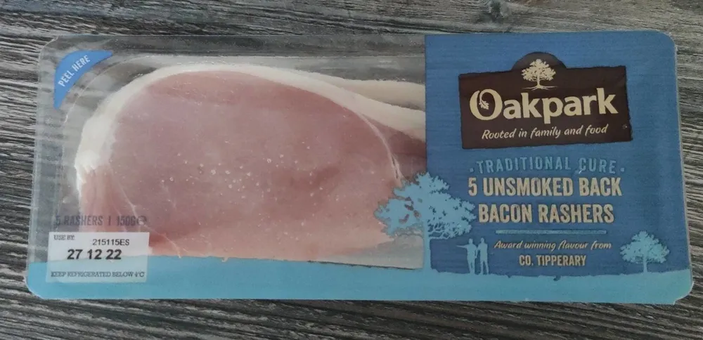 5 unsmoked back bacon rashers