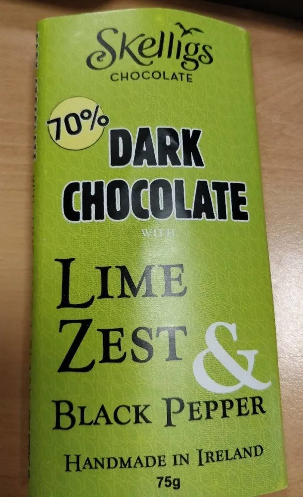 Dark chocolate with lime zest and black pepper