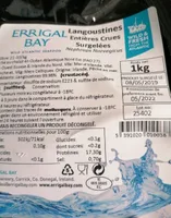 Langoustines entières crues surgelées