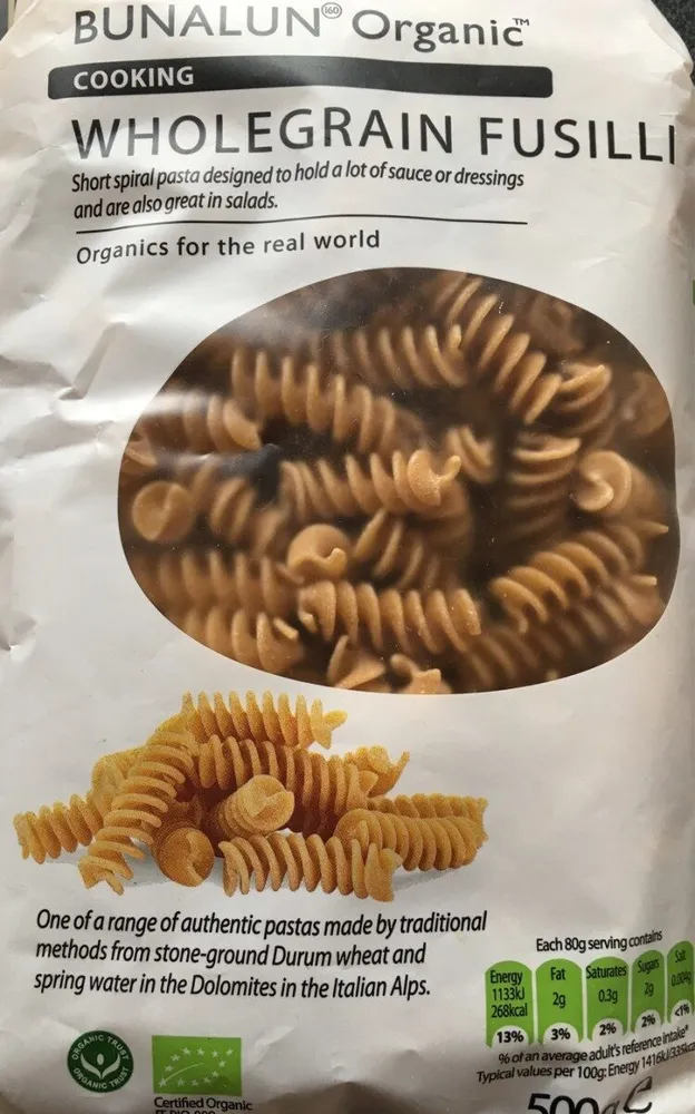Bunalun Organic Wholegrain Fusilli