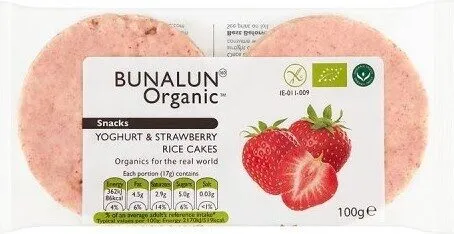 Bunalun Organic Snacks Yoghurt & Strawberry Rice Cakes