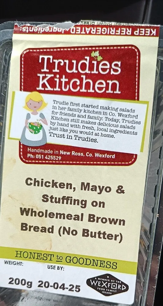 Chicken, Mayo & Stuffing On Wholemeal Brown Bread (No Butter)