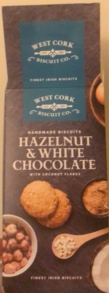 Hand made biscuits hazelnut and white chocolate