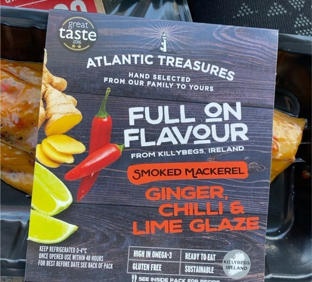 Ginger, chilli and lime glaze smoked mackeral