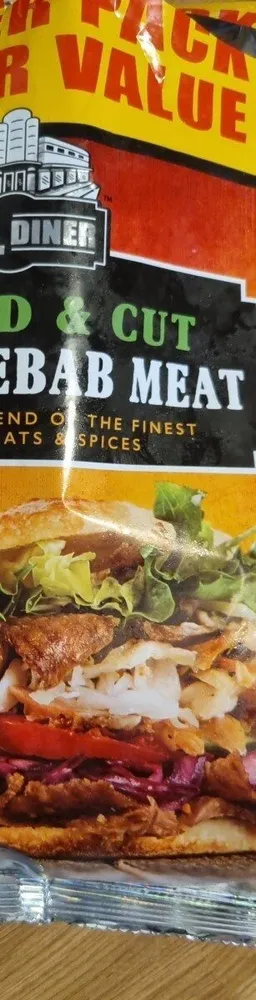 Cooked and cut doner kebab meat