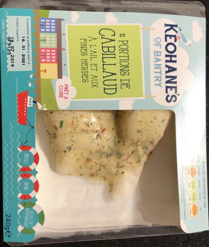 2 portions de cabillaud