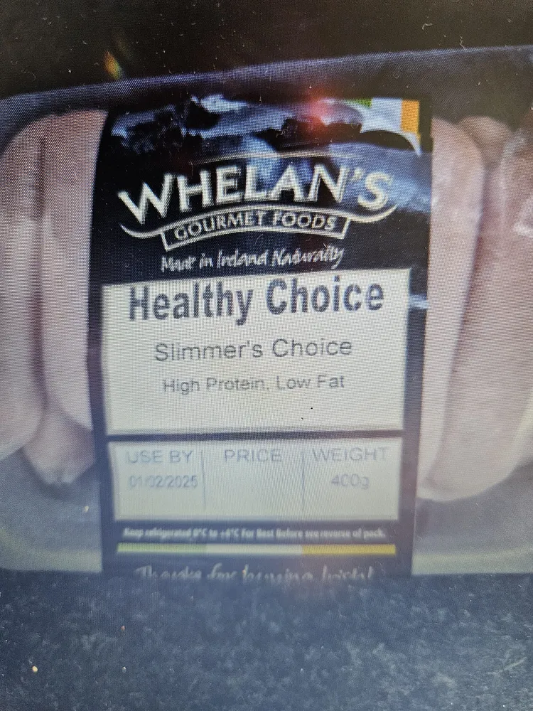 whelans healthy slimmer Sausages