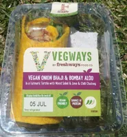 Vegan onion bhaji and Bombay aloo