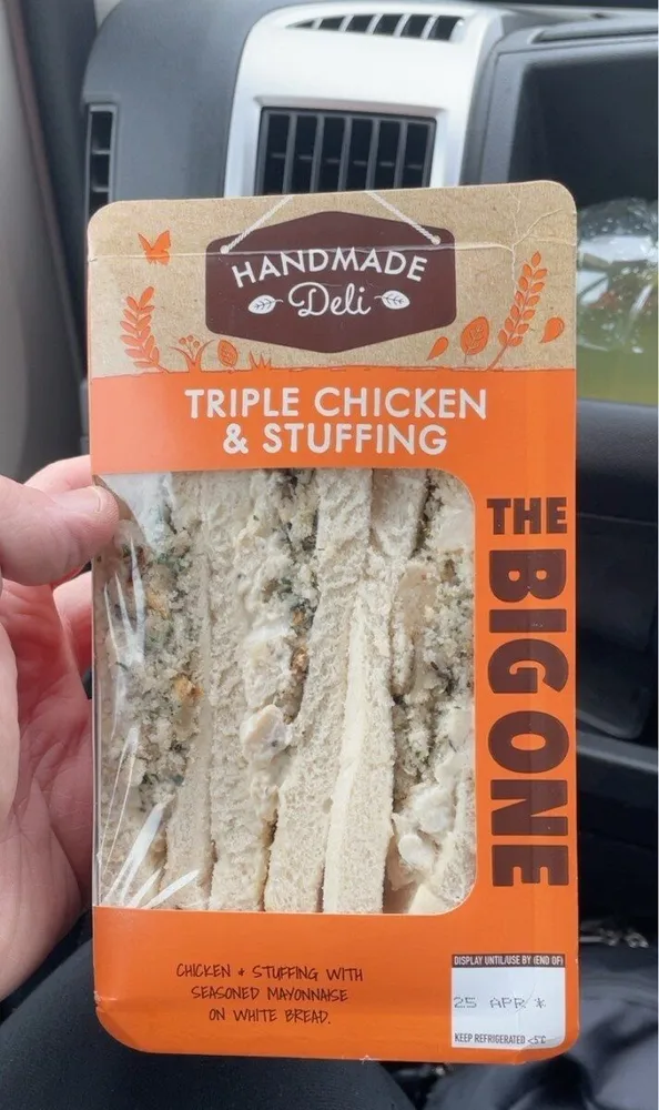 Triple chicken and stuffing sandwich