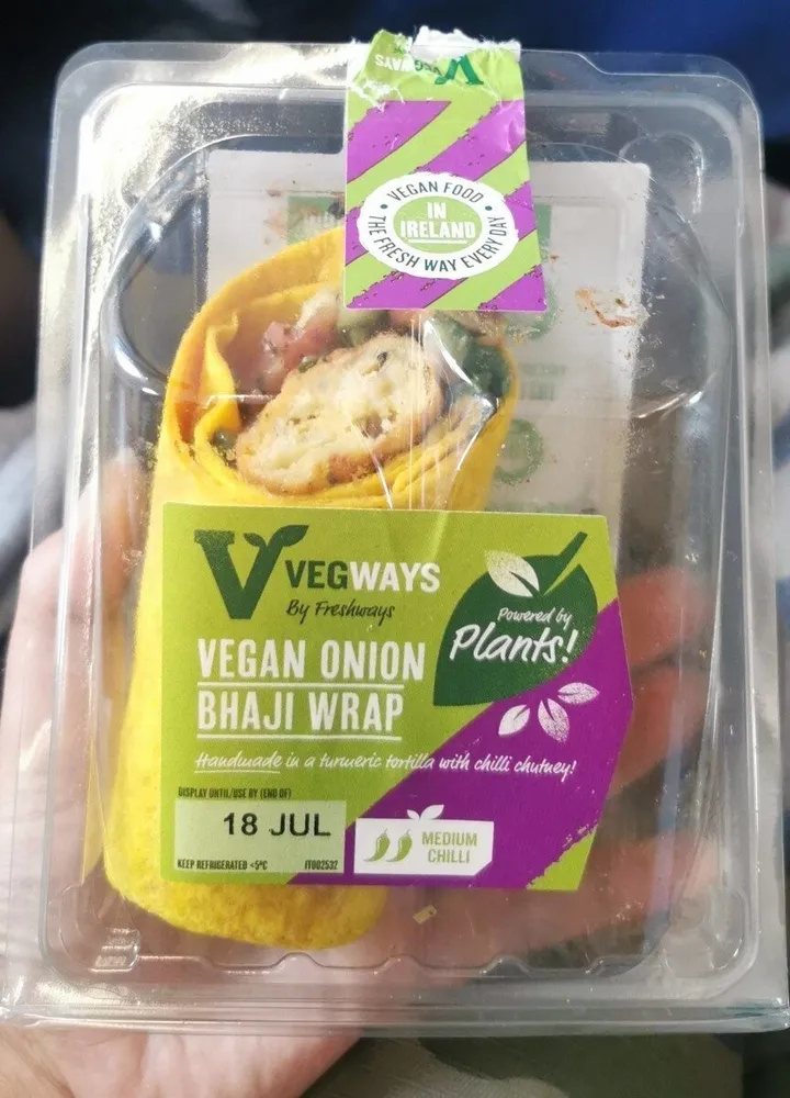 Vegan onion bhaji wrap