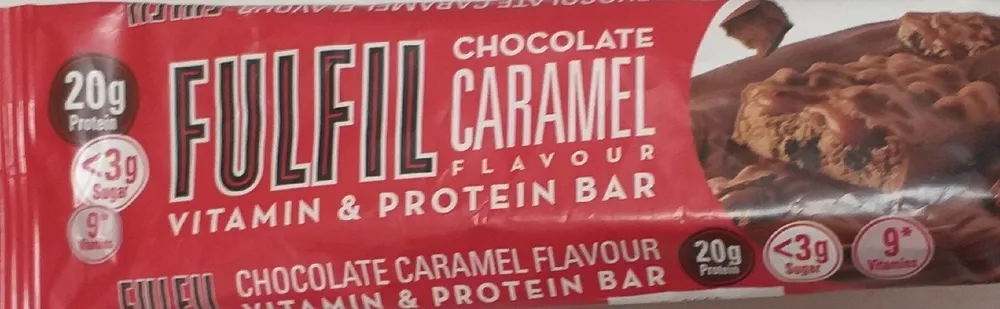Chocolate caramel flavour vitamin and protein bar