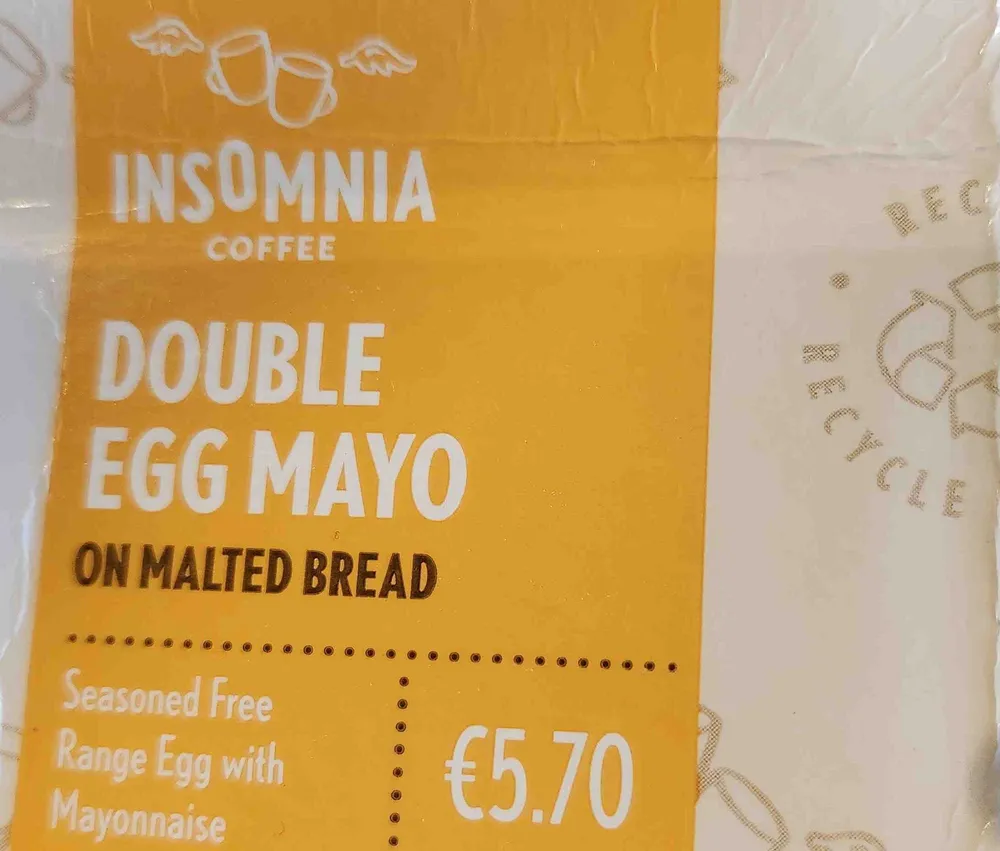 Double Egg mayo on malted bread, 173g 1 full sandwich