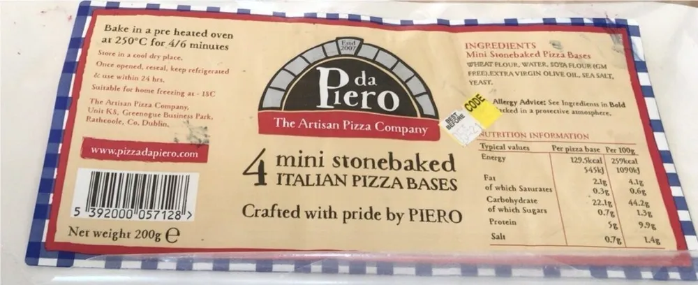 4 Mini Stonebaked Pizza Bases