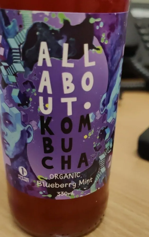 Organic blueberry mint kombucha