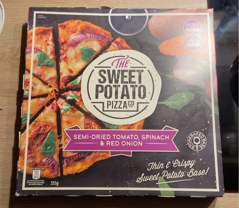 Semi-dried tomato, spinach & res onion pozza