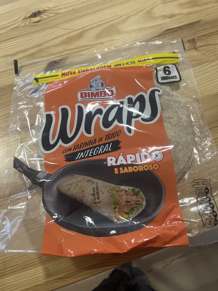 Wraps com farinha de trigo integral