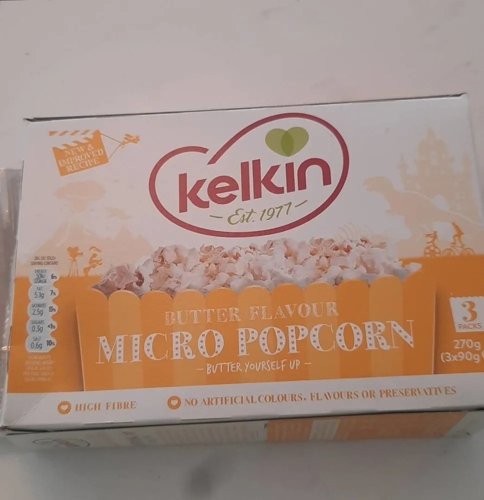Kelkin butter flavour microwave popcorn