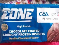Chocolate coated protein biscuits