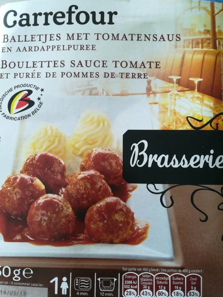 Carrefour Original Brasserie Boulettes Sauce Tomate & Purée