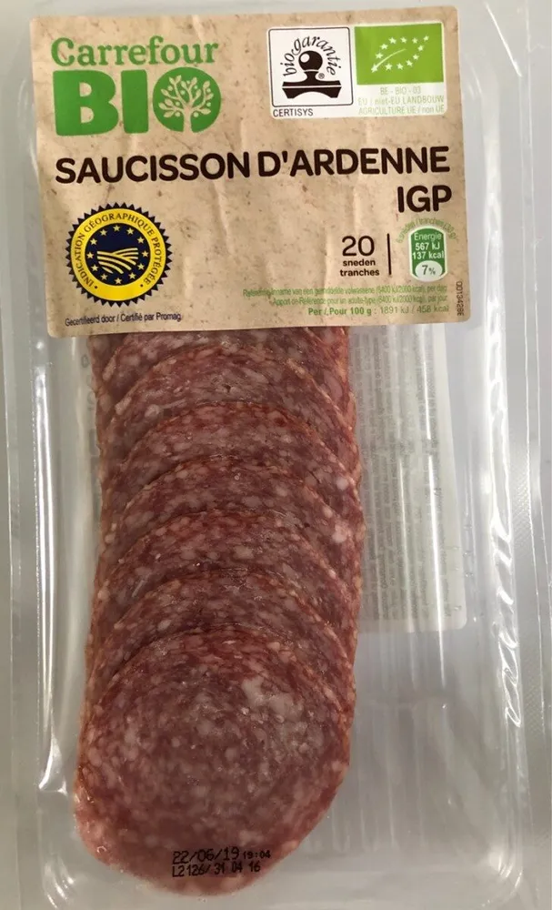 Saucisson d'ardenne IGP bio