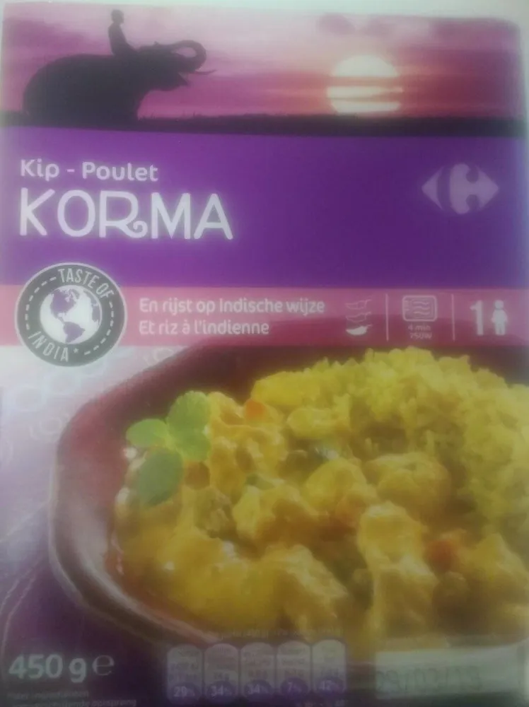 Poulet korma et riz à l'indienne