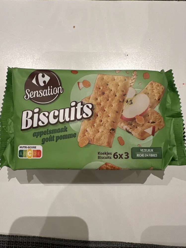 Carrefour Sensation Biscuits Goût Pomme 6 x 3 Pièces