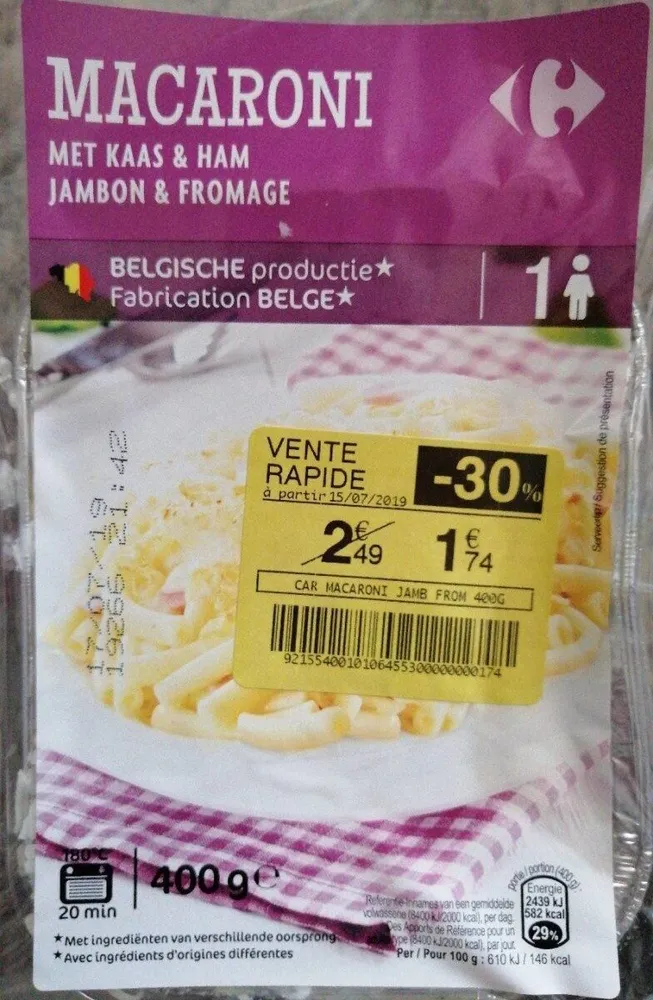 Carrefour Extra Macaroni Jambon & Fromage