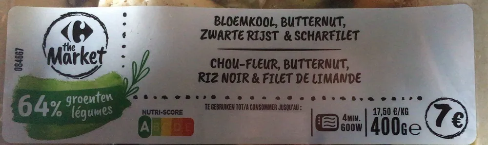 Chou-fleur, butternut, riz noir & filet de limande