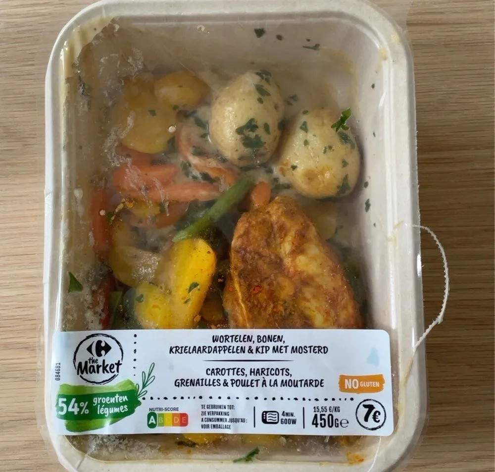 Carottes, Haricots, Grenailles & poulet a la moutarde